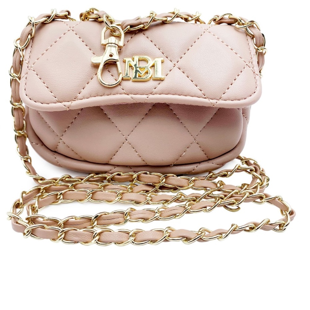 Badgley Mischka Pink Quilted Crossbody Bag